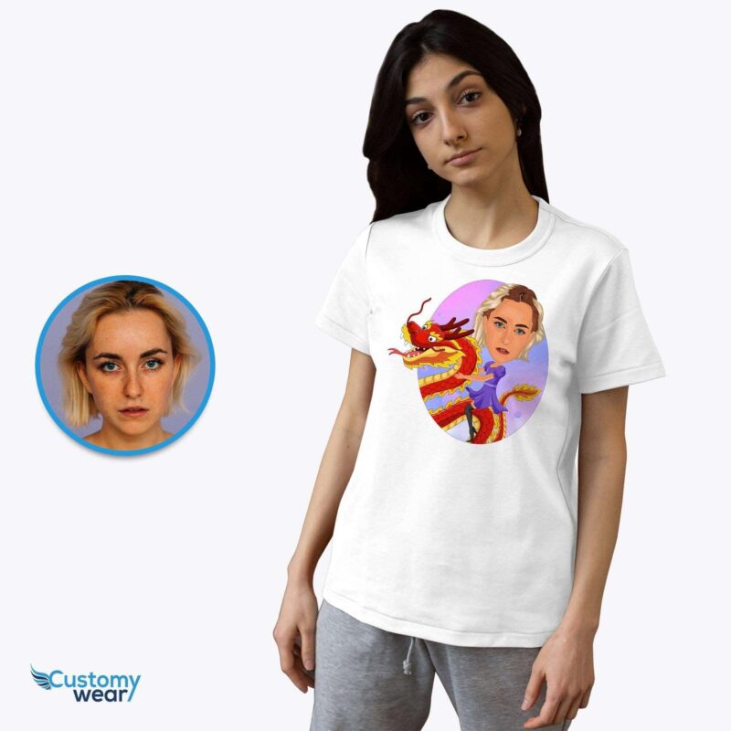 Custom Flying Dragon Woman Shirt - Personalized Unicorn Riding Tee-Customywear-Adult shirts - vista 3