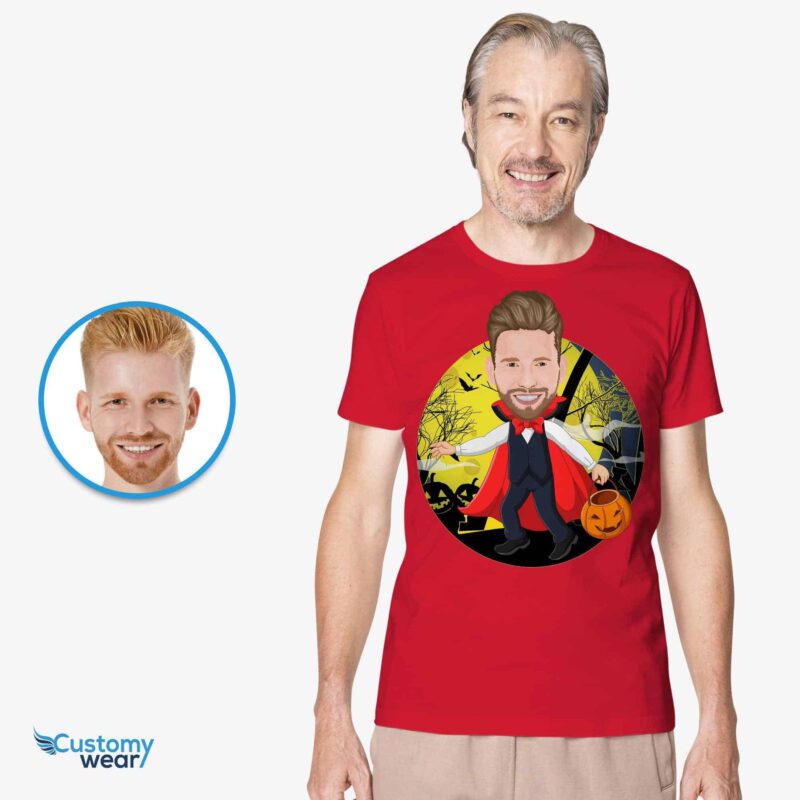 Custom Funny Pumpkin T-Shirt for Men - Personalized Halloween Costume Tee-Customywear-Adult shirts - vista 4