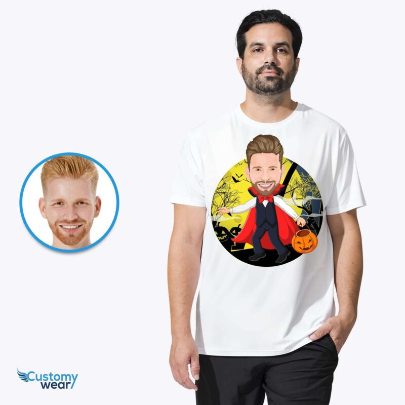 Custom Funny Pumpkin T-Shirt for Men - Personalized Halloween Costume Tee-Customywear-Adult shirts - vista 3