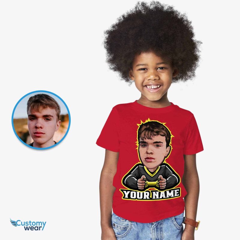 Personalized Gamer Portrait T-Shirt - Custom Photo Tee Design-Customywear-Boys - widok 3