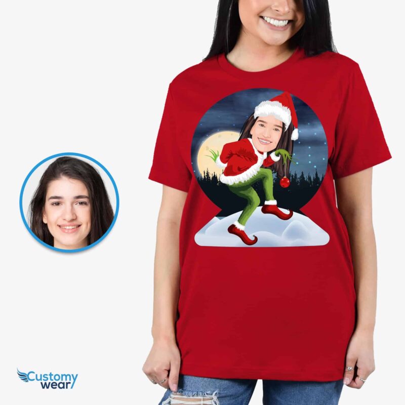 Maglietta da donna ispirata al film Grinch, stile poster, maglietta personalizzata per donna, CustomyWear-328-1.jpg