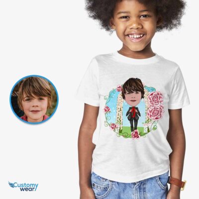 Personalized Groom Caricature Shirt – Youth Wedding Gift & Party Attire Boy's T-shirts www.customywear.com 2