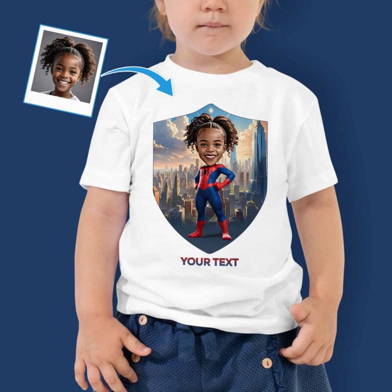 Individuelles T-Shirt für Kleinkinder Mädchen – Individuelles Bild Spinnen-Superhelden-Shirt Personalisierte Geschenke - Spiderman www.customywear.com 4