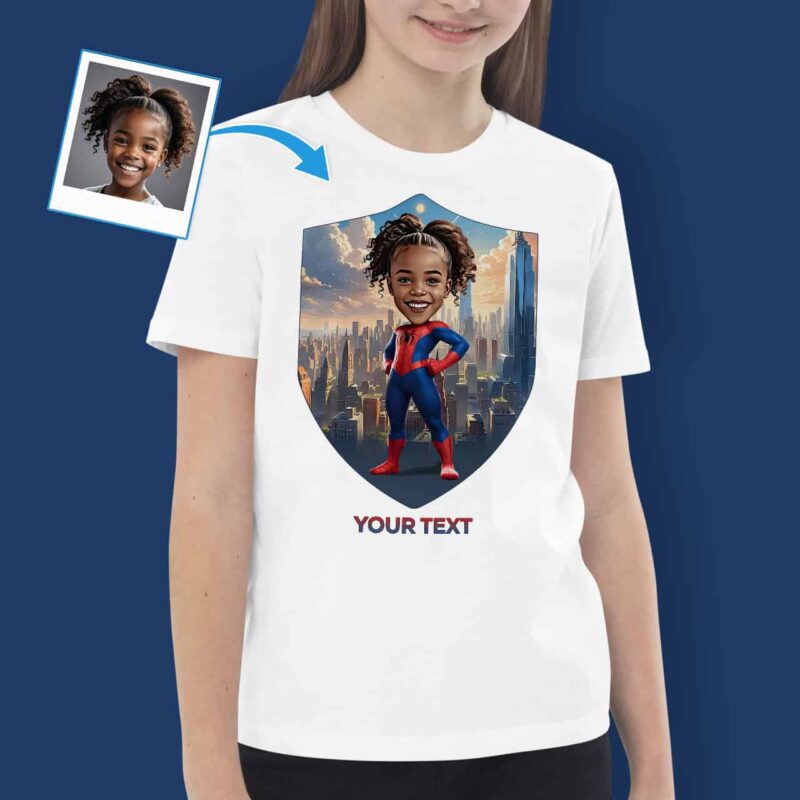 Προσαρμοσμένο T-Shirt για κορίτσια – Custom Art Spider Superhero Shirt Γενέθλια www.customywear.com 4