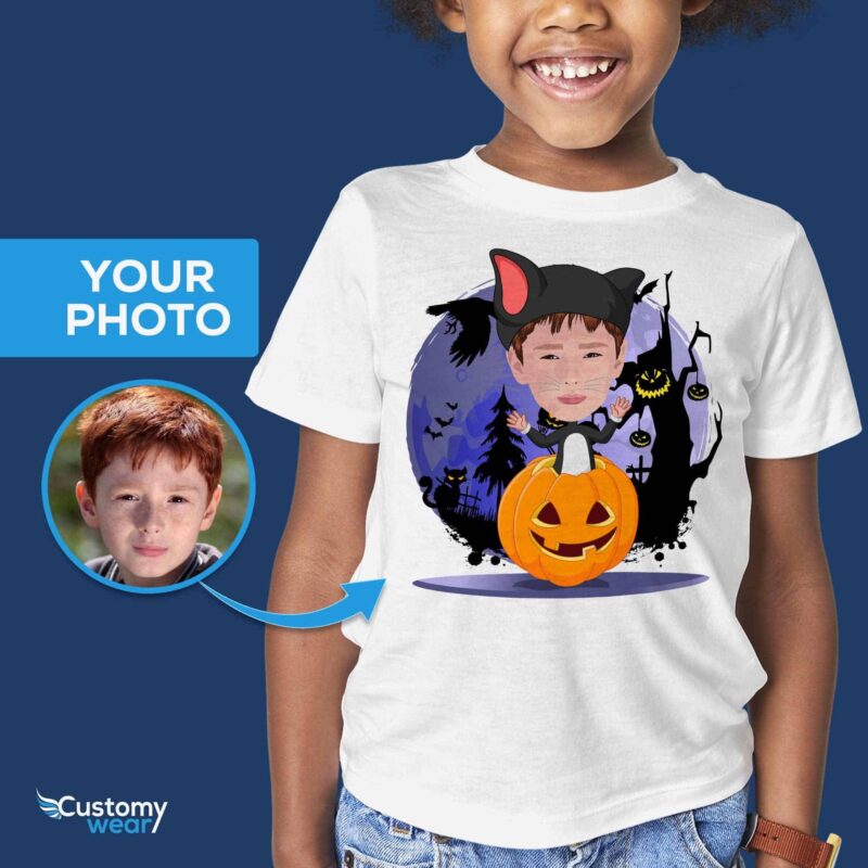 Kohandatud Kitty Boy Pumpkin T-särk | Isikupärastatud kassikostüümi särk poistele Poiste T-särgid www.customywear.com 6