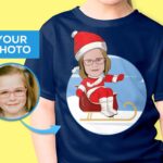 Personalizado Feliz Natal Juventude T-Shirt | Personalizado Papai Noel Snowboard Tee