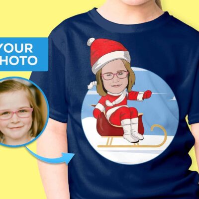 Personalizované tričko Veselé Vianoce pre mládež | Dievčenské tričká na snowboarding Santa Claus na mieru www.customywear.com