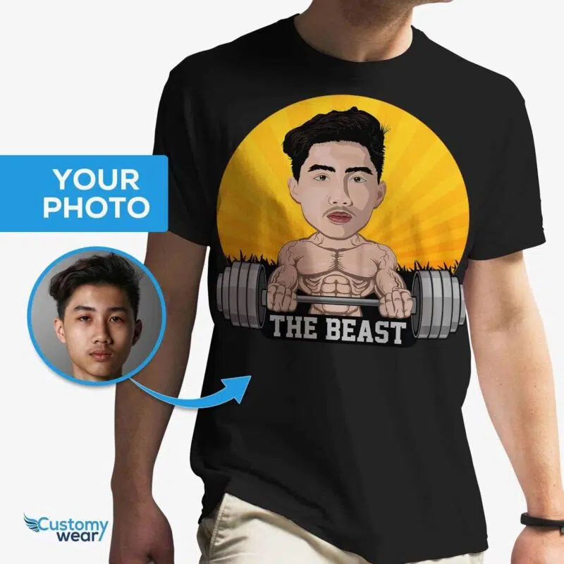 Custom Muscle Man Barbell Gym Shirt | Personalized Workout Tee Gym shirts www.customywear.com 6