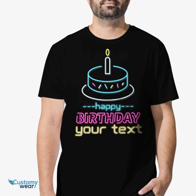 Aangepast neon-verjaardagsshirt met naam | Gepersonaliseerd T-shirt met LED-stijl Verjaardag www.customywear.com 6