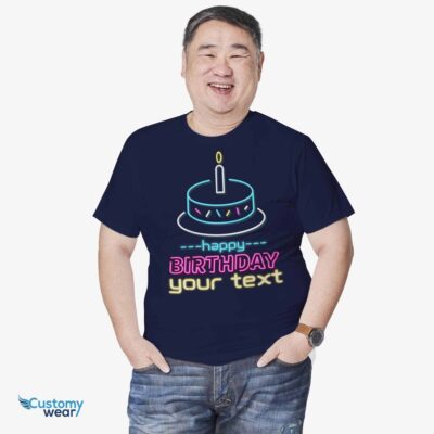 Custom Neon Sign Birthday Name Shirt | Personalized LED Style Tee T-shirts For Men www.customywear.com 2