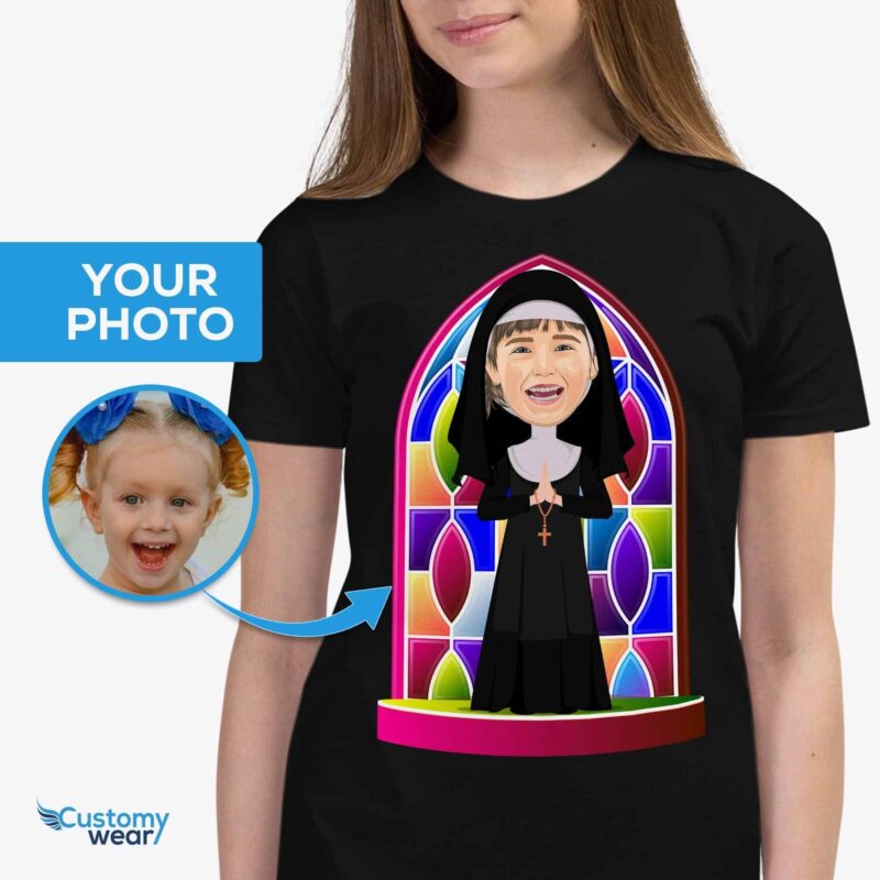 Custom Nun Young Girl Shirt | Personalized Religious Tee Girl's T-shirts www.customywear.com 5