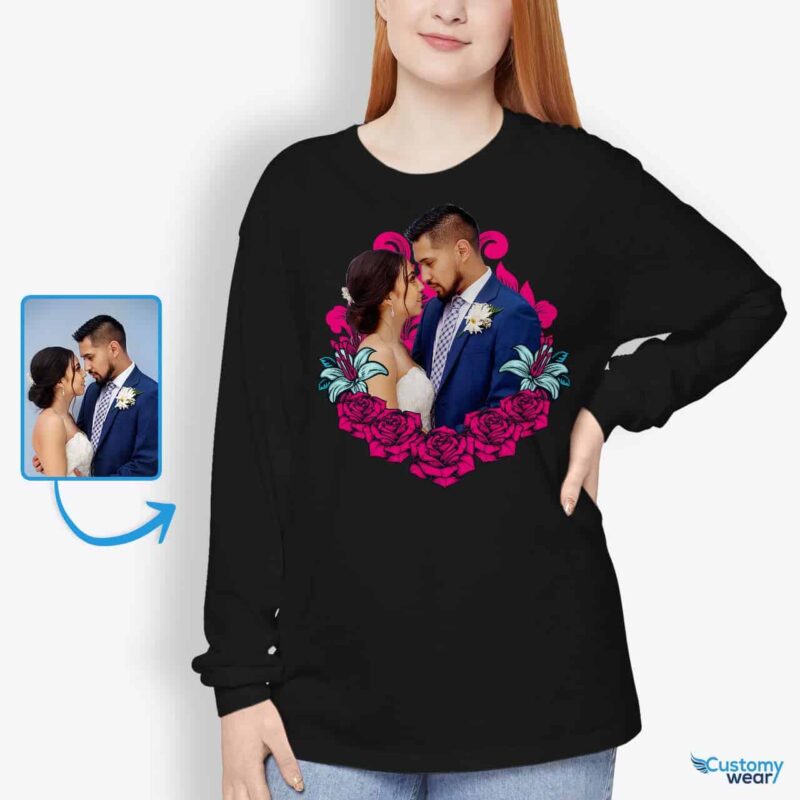 Personalized Long Sleeve Anniversary T-Shirt – Custom Artwork for a Memorable First Year Celebration Custom Gifts - Floral Design www.customywear.com 6