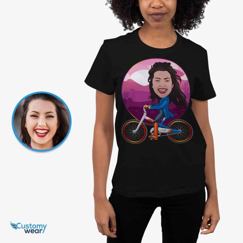 Caricature di biciclette personalizzate, regali per le sue ragazze, donne, la madre di sua figlia, la fidanzata. Cartoni animati personalizzati, regali di compleanno. CustomyWear-396-1.jpg