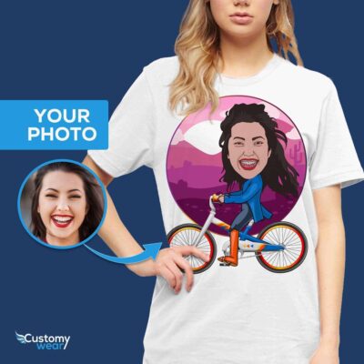 Cadeaux personnalisés avec caricature de vélo | T-shirts de cyclisme personnalisés pour femmes www.customywear.com