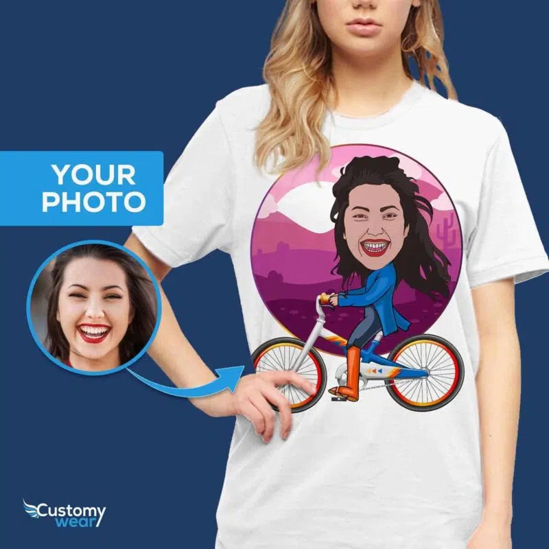 Custom Bicycle Caricature Gifts | Personalized Cycling T-Shirt T-shirts for Women www.customywear.com 5