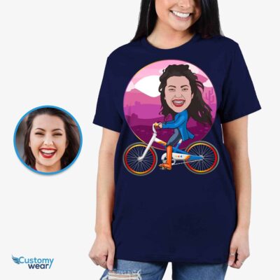 Custom Bicycle Caricature Gifts | Personalized Cycling T-Shirt T-shirts for Women www.customywear.com 2