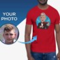 Gepersonaliseerd t-shirt voor mannen met fotoportret - Stijlvolle violist met pak die viool speelt - T-shirt op maat - Designerjongen - Muziekshirt op maat - Customywear - Customy…