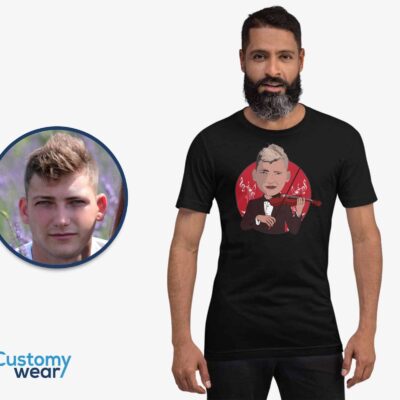 Personalized T-Shirt Men Photo Portrait | Classy Violinist Custom Tee T-shirts For Men www.customywear.com 2