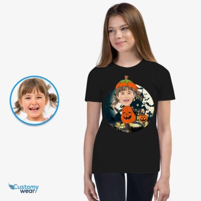 Personalized Pumpkin T-Shirt for Girls – Custom Halloween Costume Tee Girl's T-shirts www.customywear.com 2
