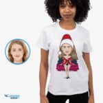Libérez le charme festif avec notre t-shirt personnalisé Père Noël sur le lit T-shirts pour femmes www.customywear.com 7