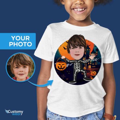 Spooktacular Fun with Our Custom Skeleton T-Shirt for Boys! Boy's T-shirts www.customywear.com