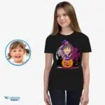 Personalized Witchy Girl Pumpkin T-shirt | Custom Halloween Tee Girl's T-shirts www.customywear.com 8