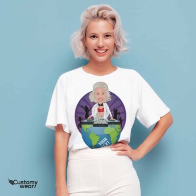 Gepersonaliseerd DJ Globe T-shirt voor dames | Gepersonaliseerde DJ Music Tee T-shirts voor dames www.customywear.com