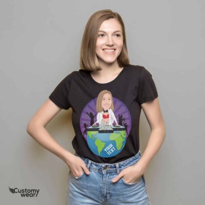 Gepersonaliseerd DJ Globe T-shirt voor dames | Gepersonaliseerde DJ Music Tee T-shirts voor dames www.customywear.com 2