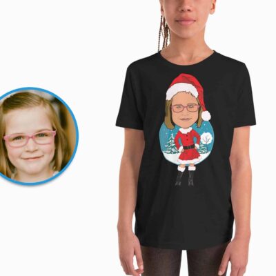 Personalized Youth Christmas Shirt | Custom Santa Claus Tee for Kids Girl's T-shirts www.customywear.com 2