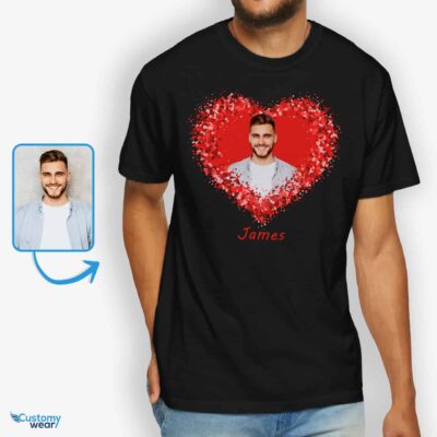 Men’s Valentines Flowers Custom Photo T-Shirt: Personalized Romance gift T-shirts For Men www.customywear.com