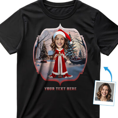 Custom Christmas T-Shirts – Santa Claus Design Tee for Her T-shirts for Women www.customywear.com 2