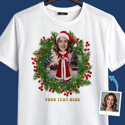 Personalized Father Christmas Tee for Women – Creative Christmas Shirt Design Ideas T-shirts for Women www.customywear.com 2