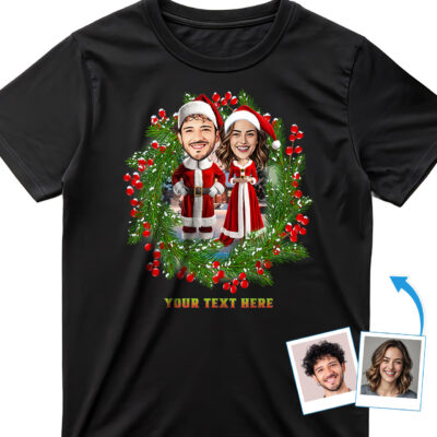 Custom Father Christmas T-Shirt for Couple – Ideal Couples Christmas Gift T-shirts for Couple www.customywear.com 2