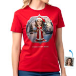 Custom Christmas T-Shirts – Santa Claus Design Tee for Her T-shirts for Women www.customywear.com 6