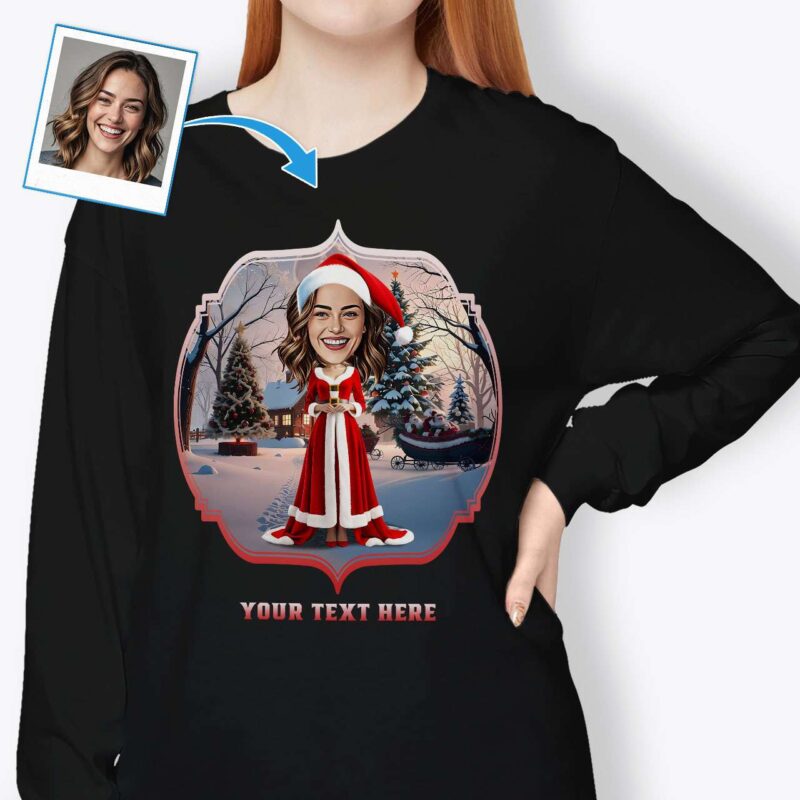 Funny Christmas T-Shirts – Personalized Santa Claus Tee for Girlfriend Custom Gifts - Ai Santa Claus www.customywear.com 3