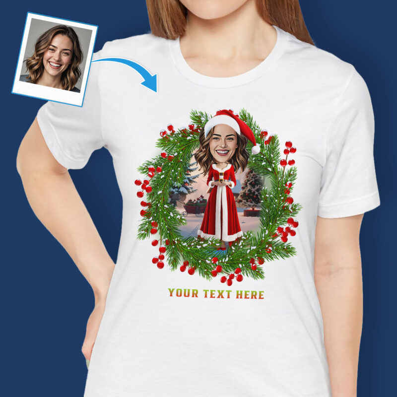 Personalizate Tatăl Crăciun Tee pentru femei - Creative Crăciun Shirt Design Ideas Cadouri personalizate - Mos Craciun copac Floral www.customywear.com 3