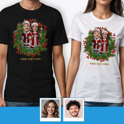 Custom Father Christmas T-Shirt for Couple – Ideal Couples Christmas Gift T-shirts for Couple www.customywear.com
