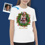 Custom Father Christmas T-Shirt for Girls – Unique Custom Christmas Shirt for Girls Custom Gifts - Santa Claus Floral tree www.customywear.com 7