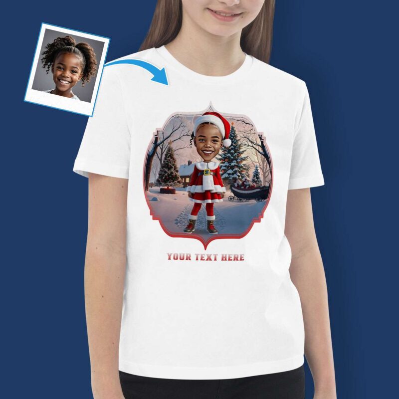 圣诞快乐衬衫 – 女孩定制圣诞老人T恤定制礼品 - 人工智能圣诞老人 www.customywear.com 4