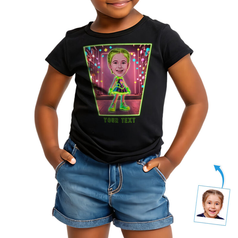 Custom Neon LED Sign T-Shirt for Toddler Girls – Personalized Photo Character Tee, Unique Gift for Kids Custom Gifts - Neon Led www.customywear.com 16