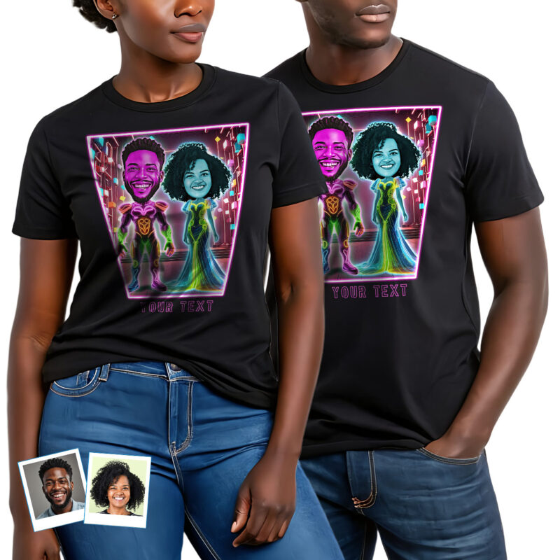 Personalisiertes Neon-LED-Schild-T-Shirt für Paare – Individuelle Foto-Leuchtkunst, einzigartiges Geschenk für Hochzeiten, Geburtstage und Feiertage Paar Www.customywear.com 27