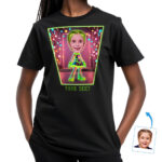 Camiseta personalizada con letrero LED de neón para niñas: camiseta personalizada con foto de personaje, regalo único para cumpleaños y festividades. Regalos personalizados - Neón Led www.customywear.com 28