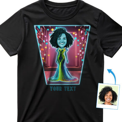 Custom Neon LED Sign T-Shirt for Women – Personalized Photo Glow Art, Unique Gift for Birthday, Christmas & Wedding T-shirts for Women www.customywear.com 2