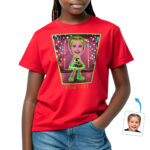 Camiseta personalizada con letrero LED de neón para niñas: camiseta personalizada con foto de personaje, regalo único para cumpleaños y festividades. Regalos personalizados - Neón Led www.customywear.com 32