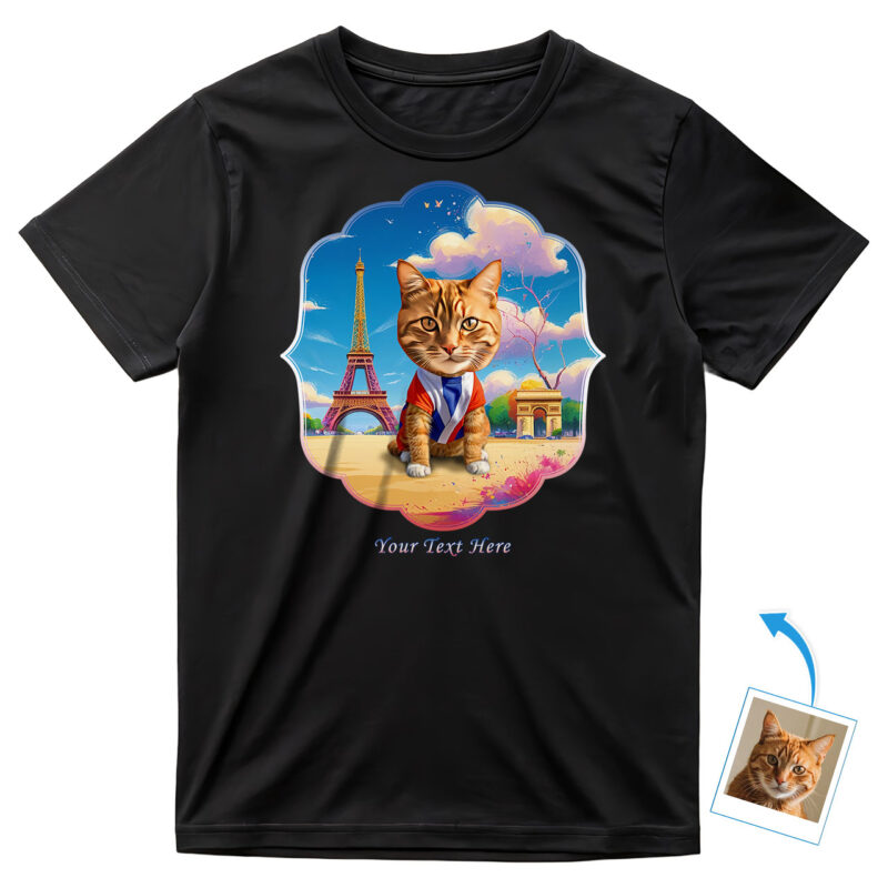 Custom French-Themed Pet T-Shirt – Personalized Photo Character Tee for Dogs, Cats & More Pet www.customywear.com 19