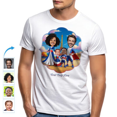 Custom French-Themed T-Shirt – Personalized Photo Character Tee for Families & Groups Family www.customywear.com