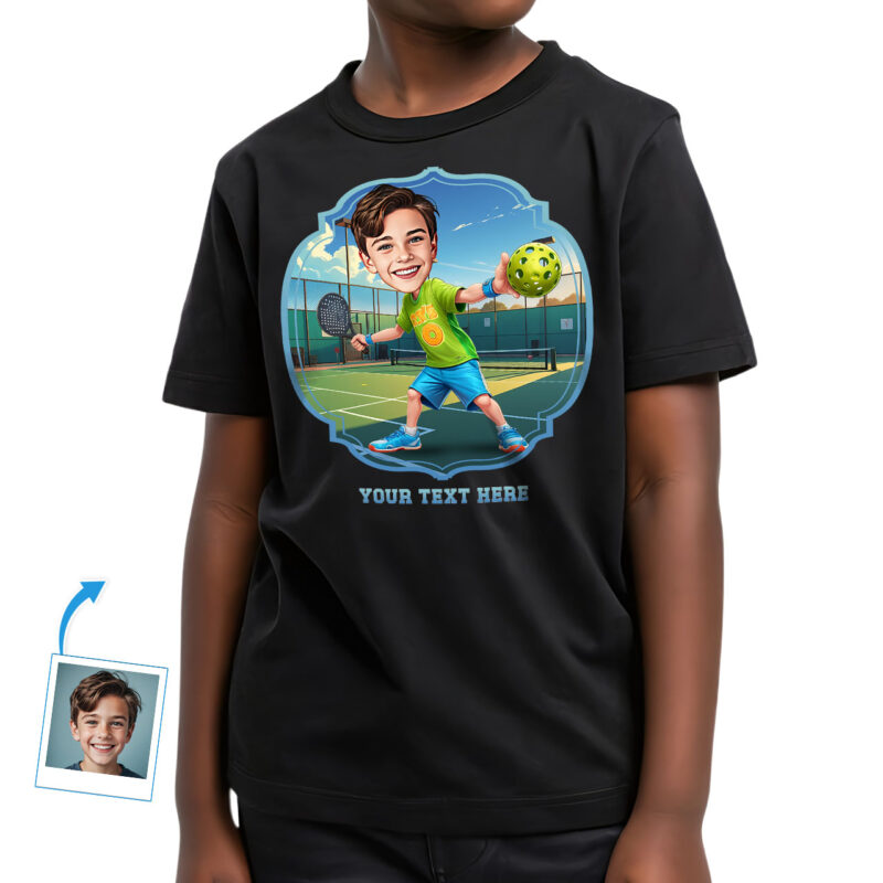 Custom Pickleball T-Shirt for Boys – Personalized Photo Player Character Design Boy's T-shirts www.customywear.com 27