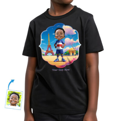 Custom French-Themed T-Shirt for Boys – Personalized Photo Character Tee Boy's T-shirts www.customywear.com