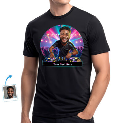 Niestandardowa męska koszulka DJ – spersonalizowany prezent dla miłośnika muzyki, imprezowy i imprezowy koszulki dla mężczyzn www.customywear.com