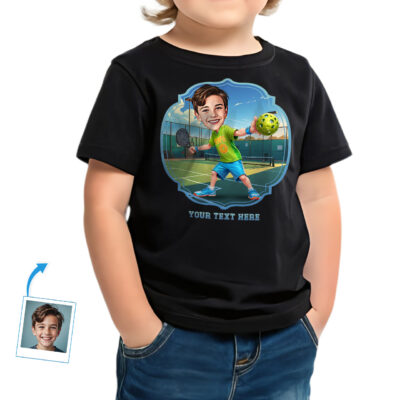 Custom Toddler Pickleball T-Shirt for Boys – Personalized Photo Player Character Design Toddler Boy T-shirts www.customywear.com